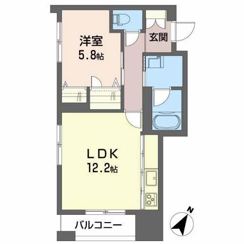 フォレナ利府(1LDK/2階)の間取り写真