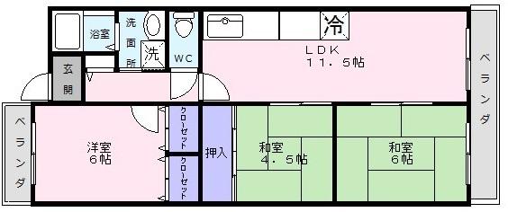 エクシード上野芝(3LDK/1階)の間取り写真