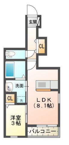 青葉.COM(1LDK/1階)の間取り写真