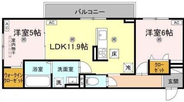 エムフルージュ(2LDK/1階)の間取り写真