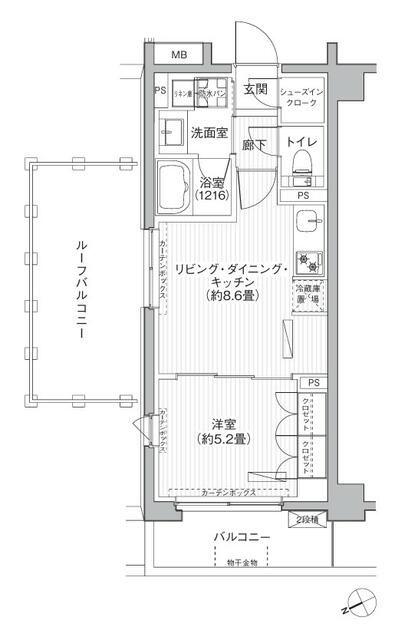 メゾンカルム市谷仲之町(1LDK/3階)の間取り写真