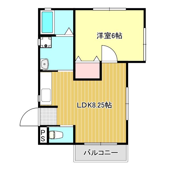 レジデンスムサシ(1LDK/2階)の間取り写真
