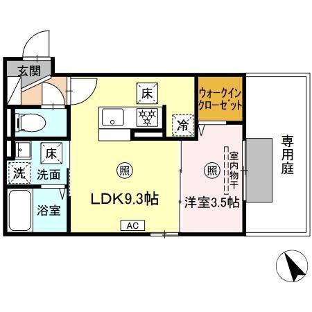 D-ROOM下富野(1LDK/1階)の間取り写真