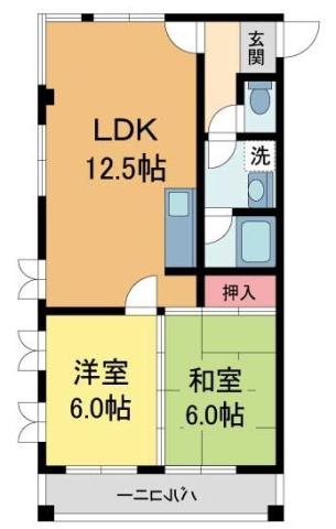 グリーンコート西宮(2LDK/4階)の間取り写真