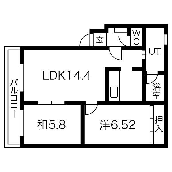 サンフラワー元町(2LDK/1階)の間取り写真