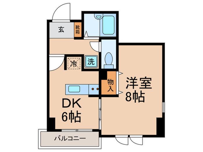カームハウス(1DK/3階)の間取り写真