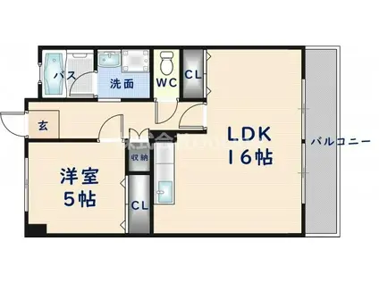 エステマール弥刀(1LDK/4階)の間取り写真