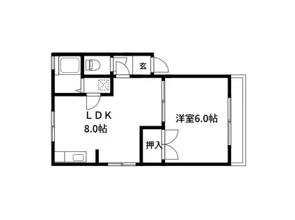 マンションヨシダ(1LDK/2階)の間取り写真
