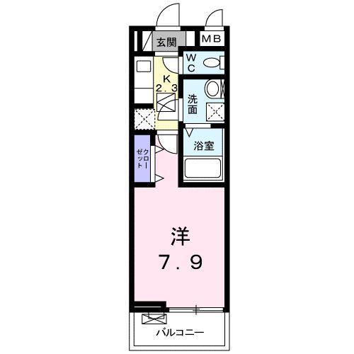 ラグラス(1K/1階)の間取り写真