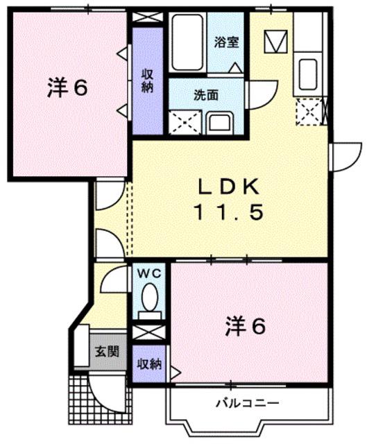 エピナールI(2LDK/1階)の間取り写真