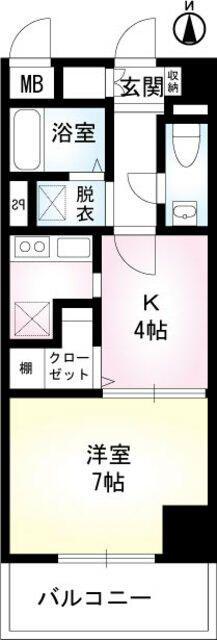 アベニュー白河(1K/8階)の間取り写真