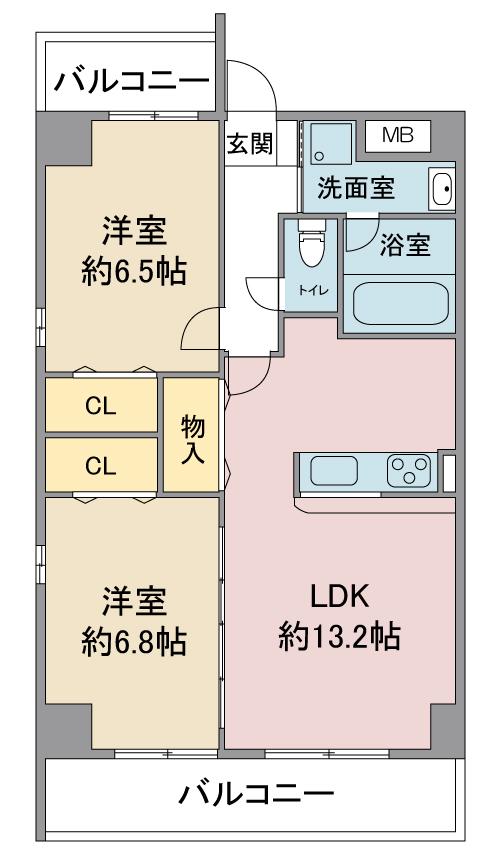 アニマート(2LDK/4階)の間取り写真