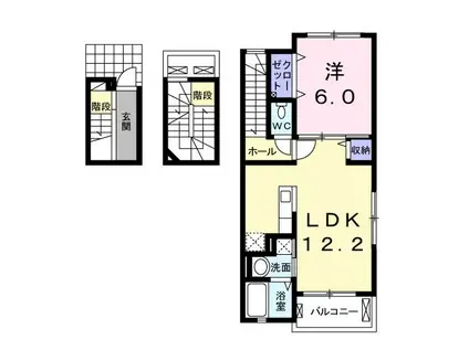 イーストコートII(1LDK/3階)の間取り写真