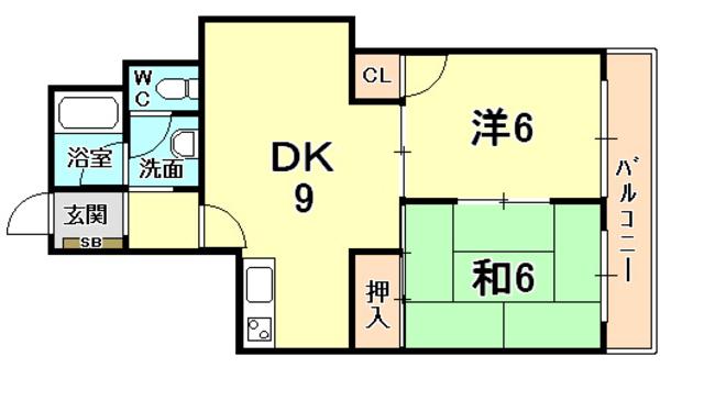 グリーンマンション(2DK/1階)の間取り写真