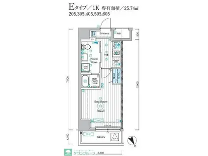 MAXIV ALIVE堀切菖蒲園(1K/6階)の間取り写真