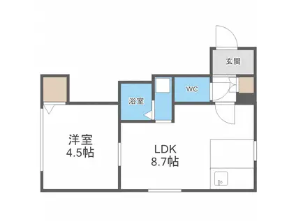 ロイヤルハドソン(1LDK/2階)の間取り写真
