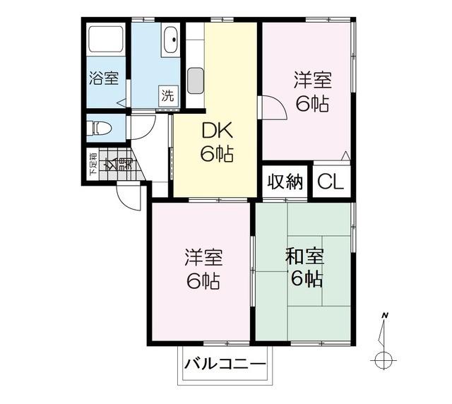 グランデュールSB棟(3DK/2階)の間取り写真