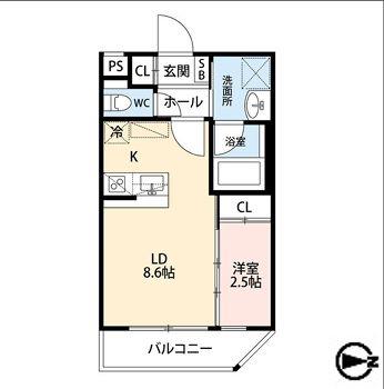 エストゥルース京都II(1LDK/4階)の間取り写真