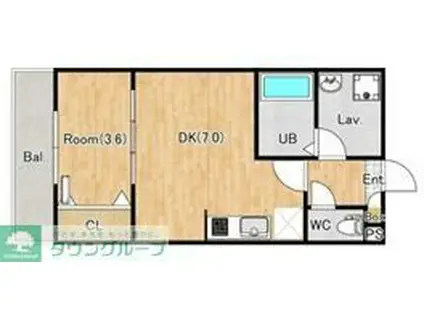 ジーメゾン海老名門沢橋ルリエ(1DK/2階)の間取り写真