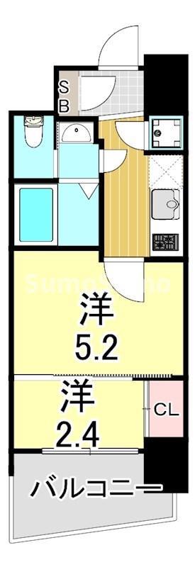 セレニテ神戸プリエ(2K/2階)の間取り写真