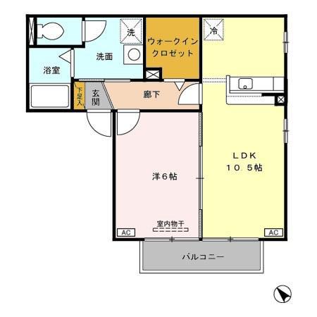 クレセントガーデンC(1LDK/2階)の間取り写真