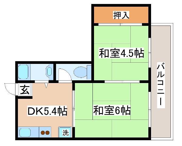 氷室ハイツ(2DK/3階)の間取り写真