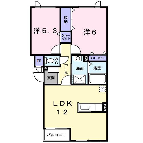 パークコート富丘(2LDK/1階)の間取り写真