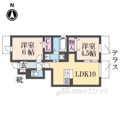 セントレジス八尾(2LDK/1階)の間取り写真