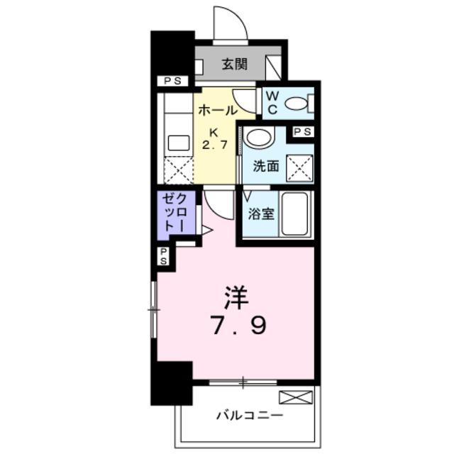 メルベージュ岸(1K/1階)の間取り写真
