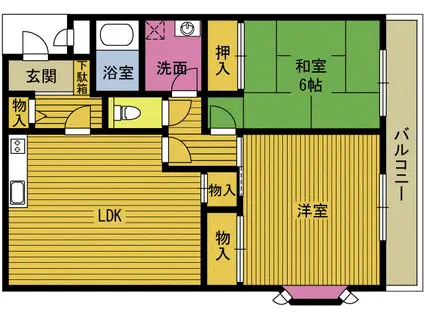 エスポワール山の手(2LDK/2階)の間取り写真