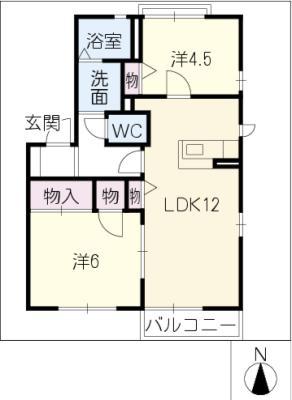 フローラS(2LDK/2階)の間取り写真