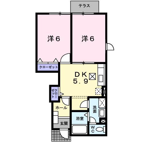 フォルトゥーナ I(2DK/1階)の間取り写真