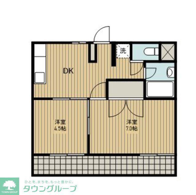 サンロイヤル狭山(2DK/1階)の間取り写真