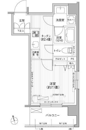 CIELLE自由が丘(1K/1階)の間取り写真