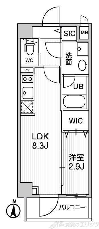 シーズンフラッツ押上テラス(1LDK/1階)の間取り写真