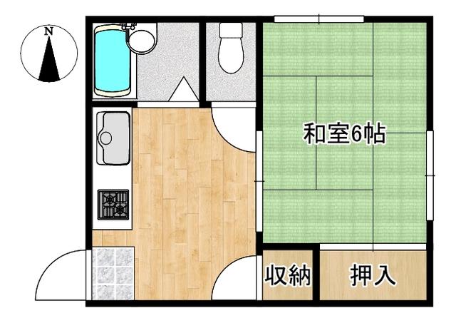 松島コーポ(1DK/2階)の間取り写真
