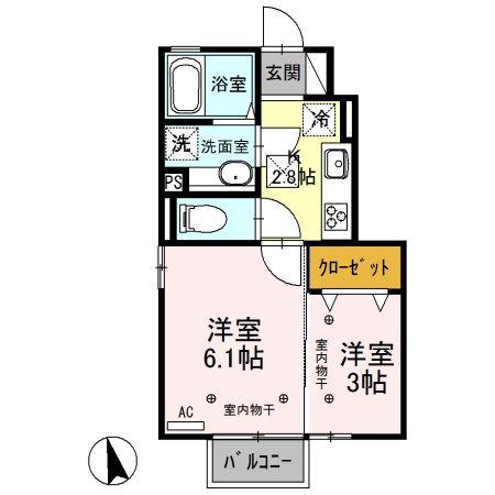 ショコラ A(2K/1階)の間取り写真