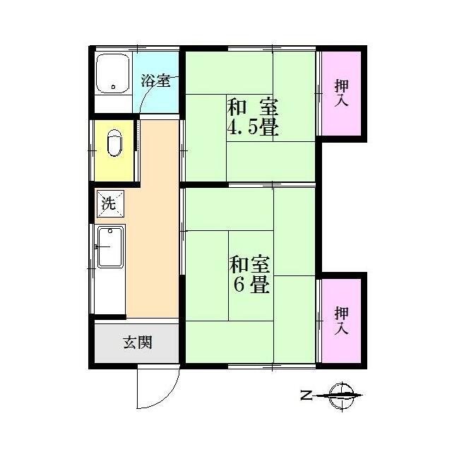 めぐみ荘(2K/1階)の間取り写真