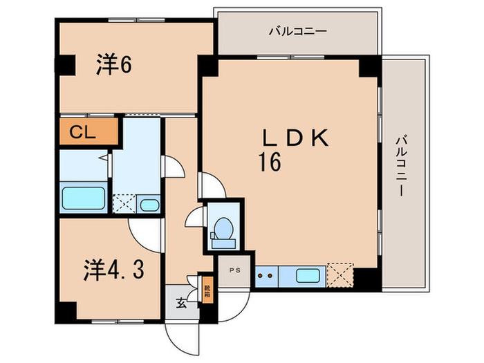 トランキル東大成(2LDK/3階)の間取り写真