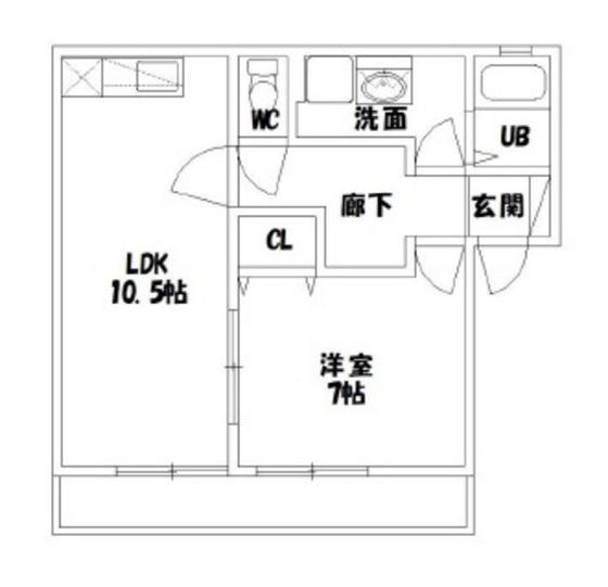 ARROWS CASA MONOPLUS福富東 A棟(1LDK/2階)の間取り写真