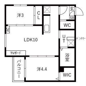 TIDY大江(2LDK/3階)の間取り写真