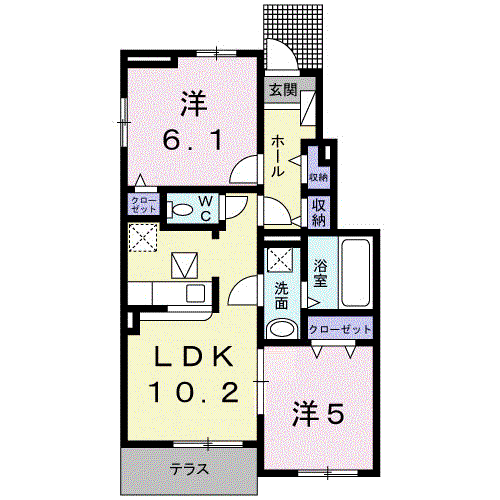 アグリ フォーリオD(2LDK/1階)の間取り写真