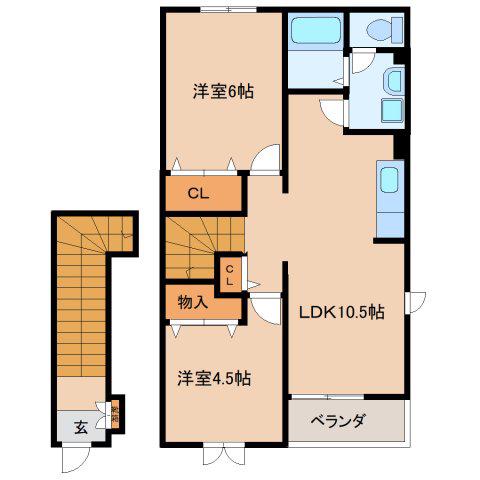 ウエストヒルズ(2LDK/1階)の間取り写真