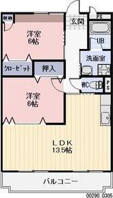 CLAIR IMAI(2LDK/1階)の間取り写真
