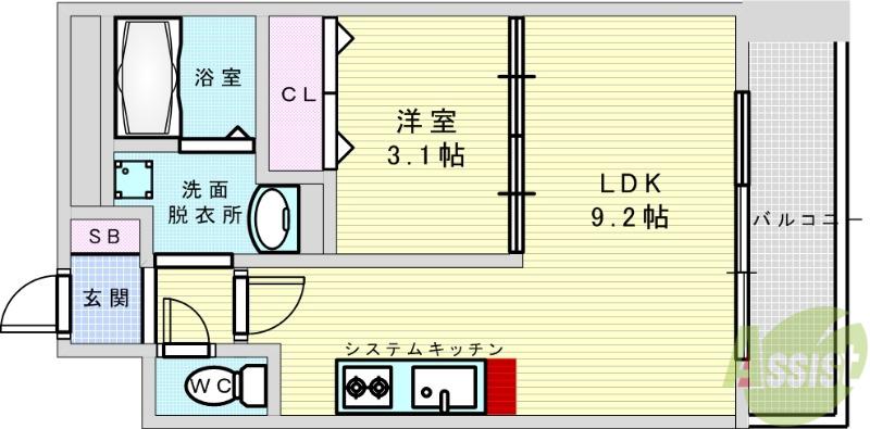 アーバンフラッツ西中島(1LDK/4階)の間取り写真