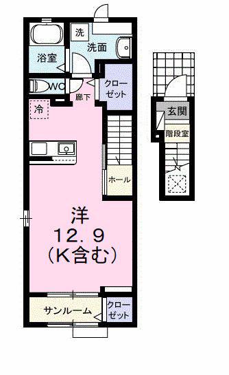オアシス レジデンス(ワンルーム/2階)の間取り写真