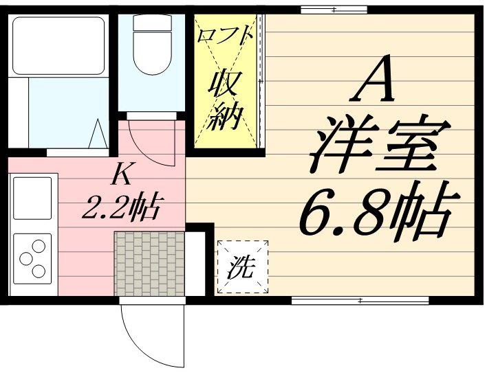 丘とひだまりのLATTE(ワンルーム/2階)の間取り写真