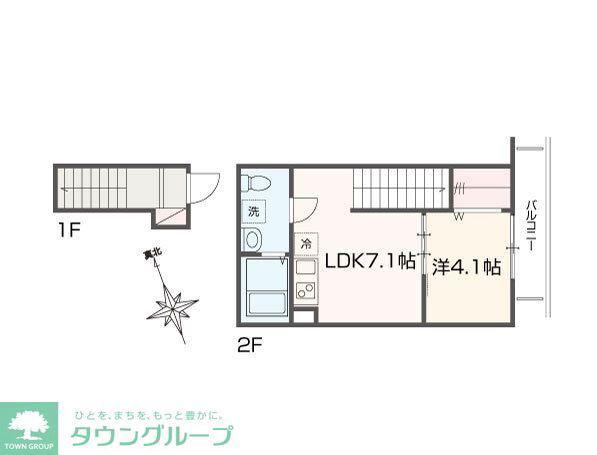 MELLAS和泉多摩川(1LDK/2階)の間取り写真