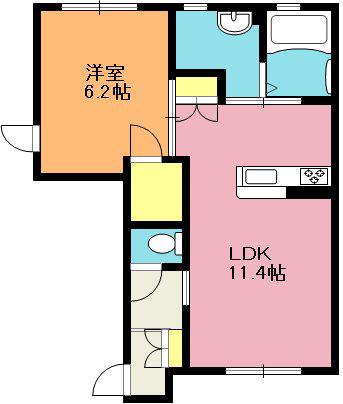 ジョワコライユIV(1LDK/1階)の間取り写真