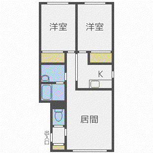 ルミエール西町(2LDK/1階)の間取り写真
